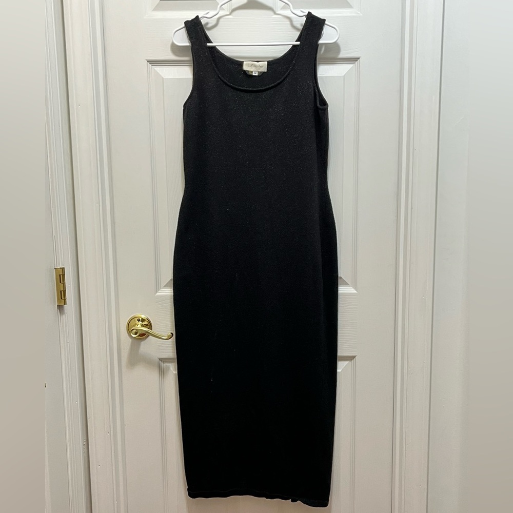 El Ana Black Shimmer sleeves midi dress Size Medium